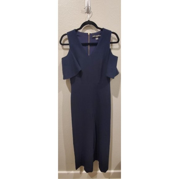 KARL LAGERFELD Cold Shoulder Jumpsuit  Navy Blue - Picture 2 of 6